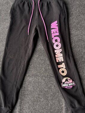 Jurassic World Sweatpants Youth XS Black Graphic Joggers
